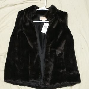 Michael Kors black faux rabbit fur vest size 1x